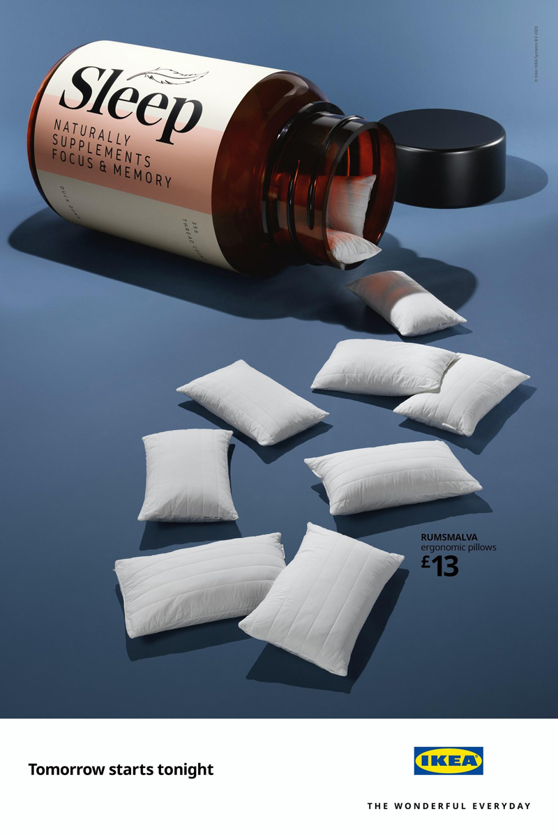 將睡眠床品制成抗衰老產(chǎn)品，宜家平面喊你今晚早點(diǎn)睡